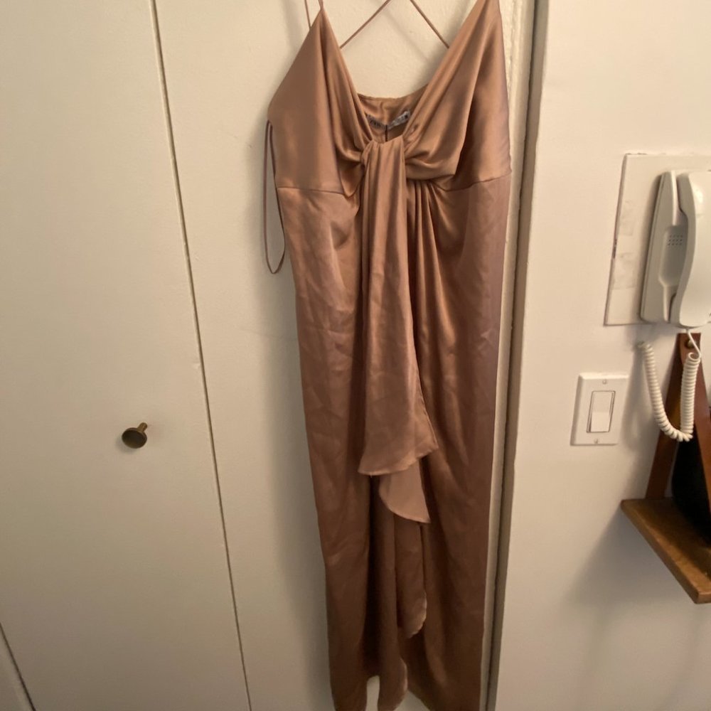 NWT Champagne Slip Dress Silk Zara